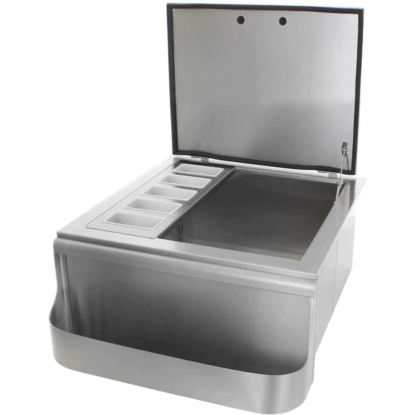 260 Series 25-Inch Slide-In Ice Bin Cooler With Speed Rail & Condiment Holder