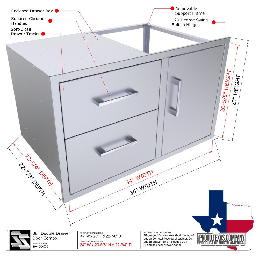 Signature Series 36" Double Drawer Door Combo