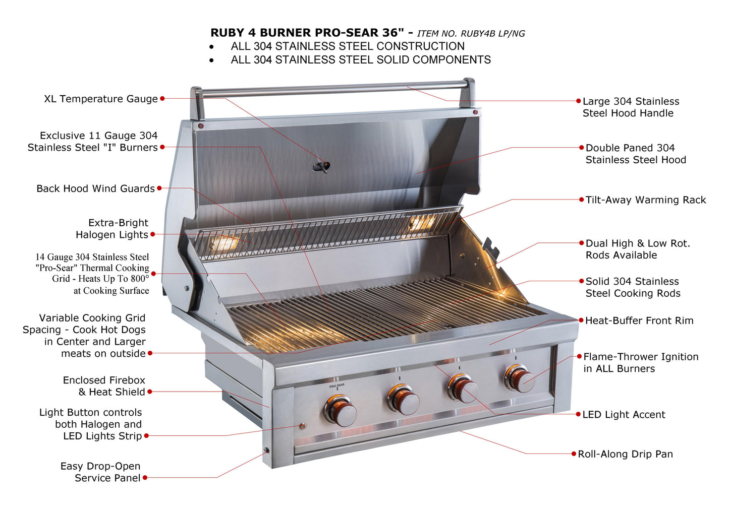 Ruby 4 Burner Pro-Sear 36"