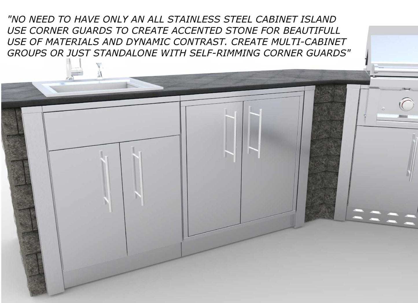 3" End Corner Guard Panel for Left Side of Base Cabinets