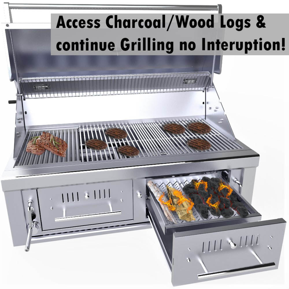 Gas Hybrid Dual Zone Charcoal/Wood Burning Grill 42"