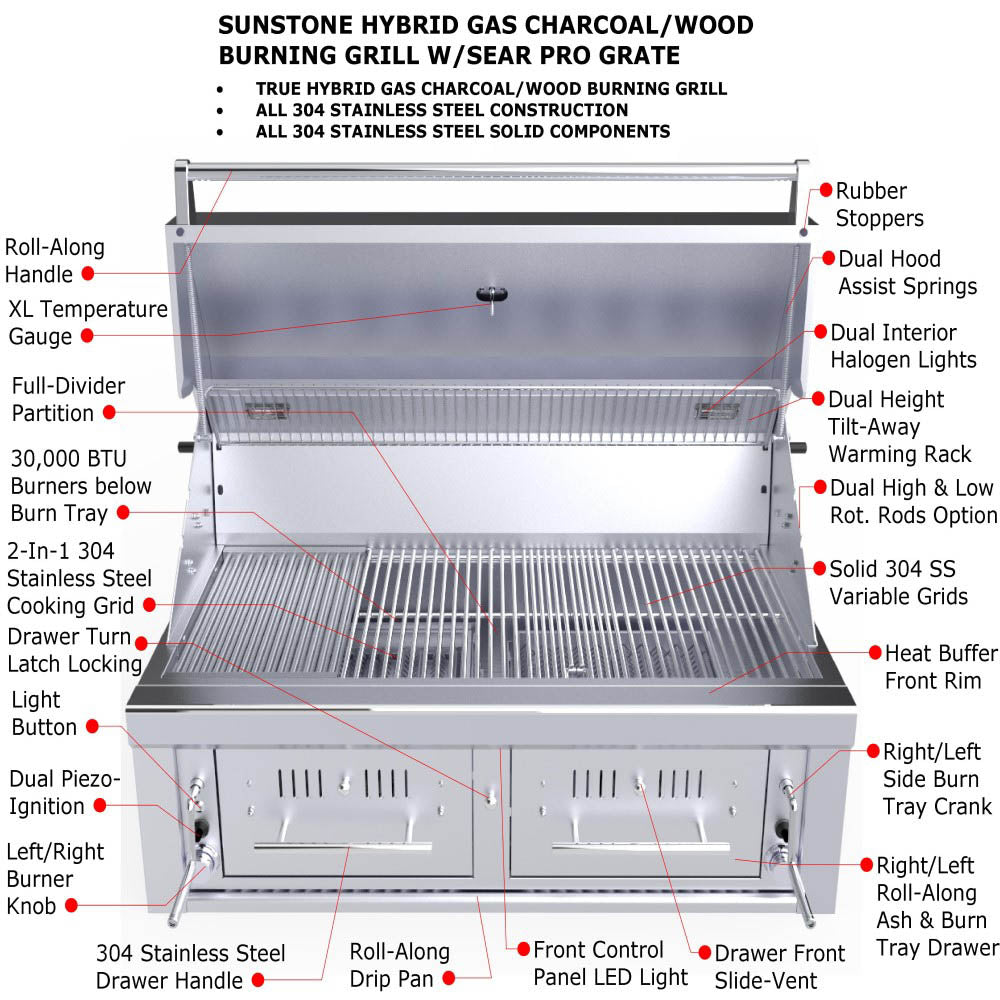 Gas Hybrid Dual Zone Charcoal/Wood Burning Grill 42"